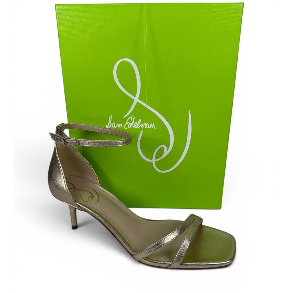Sam Edelman Peonie Sandal Womens 8 M Gold Leather Strappy Kitten Heel